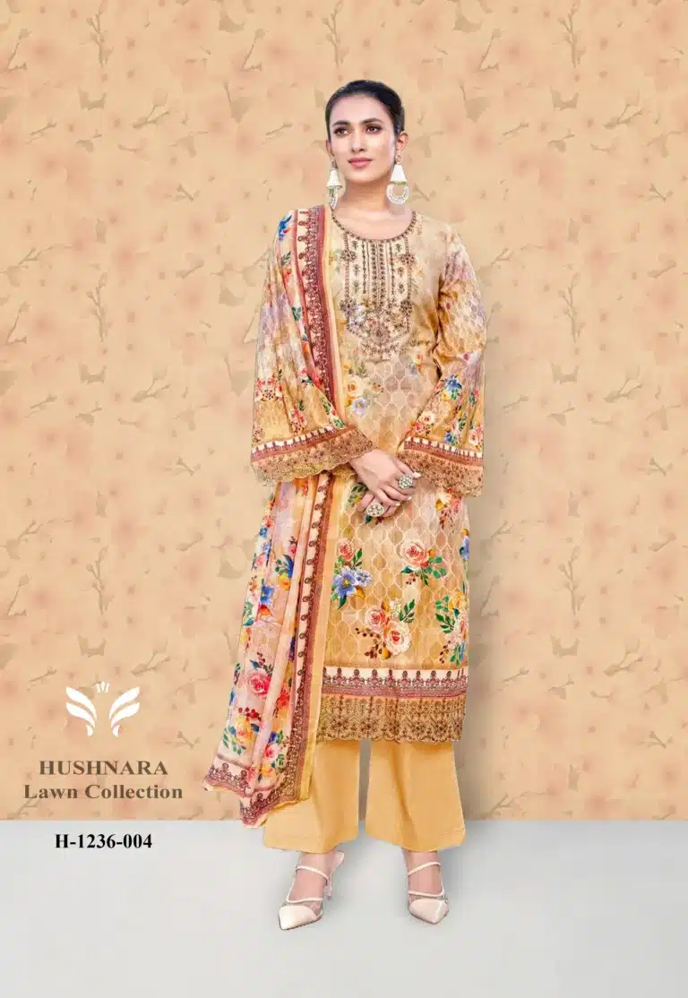 Alok Hushnara Brown Unstiched Three Piece