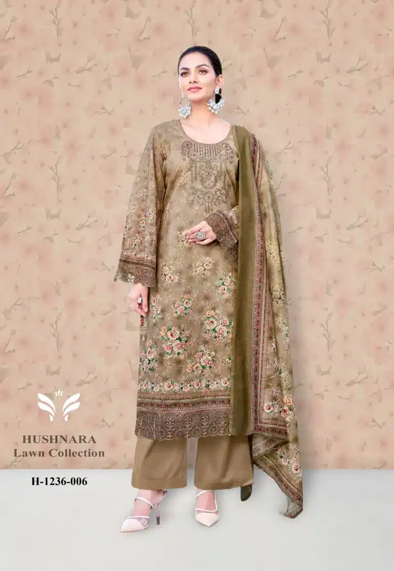 Alok Hushnara Coffee Unstiched Three Piece