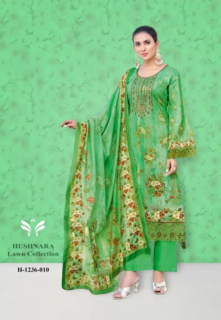 Alok Hushnara Green Unstiched Three Piece