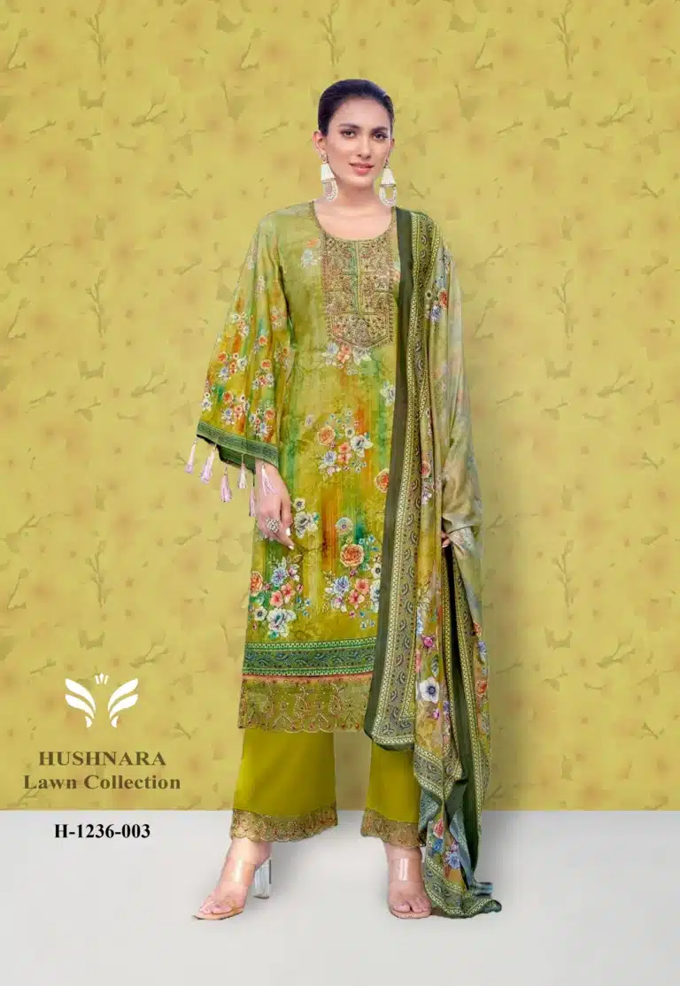 Alok Hushnara Olive Unstiched Three Piece