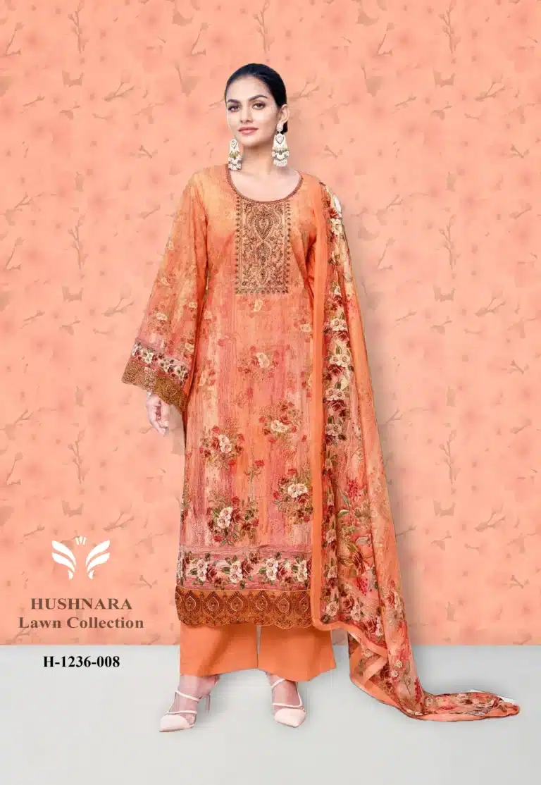 Alok Hushnara Orange Unstiched Three Piece