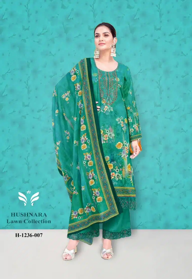Alok Hushnara Teal Green Unstiched Three Piece