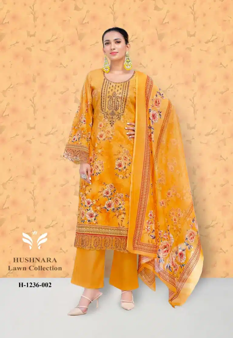 Alok Hushnara Yellow Unstiched Three Piece
