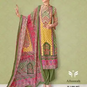 Alok Afsanah Green Unstiched Three Piece