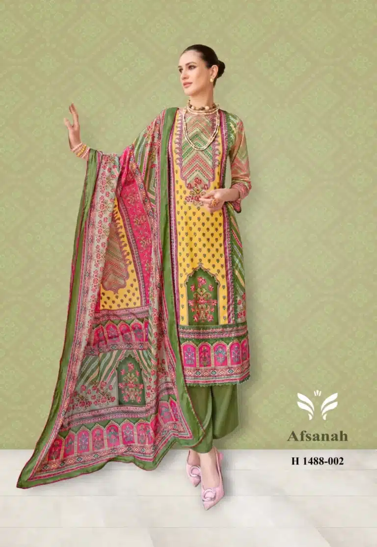 Alok Afsanah Green Unstiched Three Piece