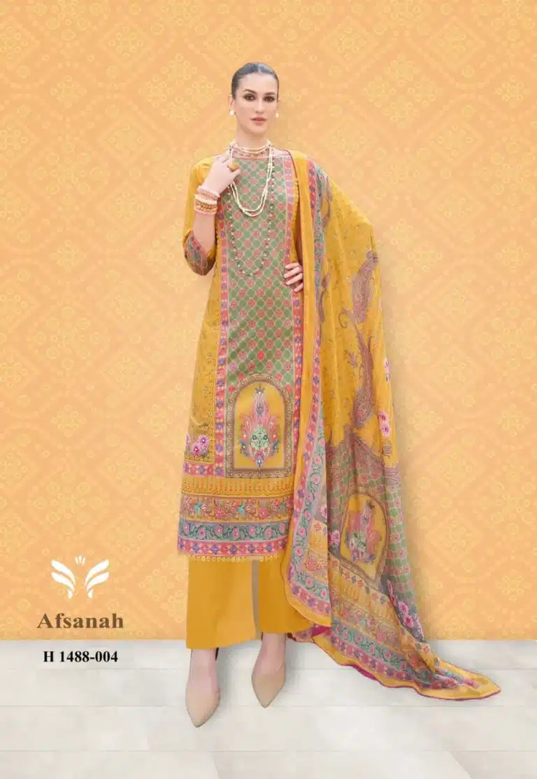 Alok Afsanah Yellow Unstiched Three Piece
