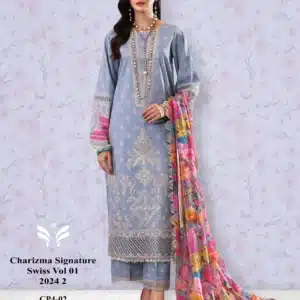 Charizma Sky Blue Unstitched Three Piece