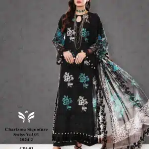 Charizma black unstitched Three Piece
