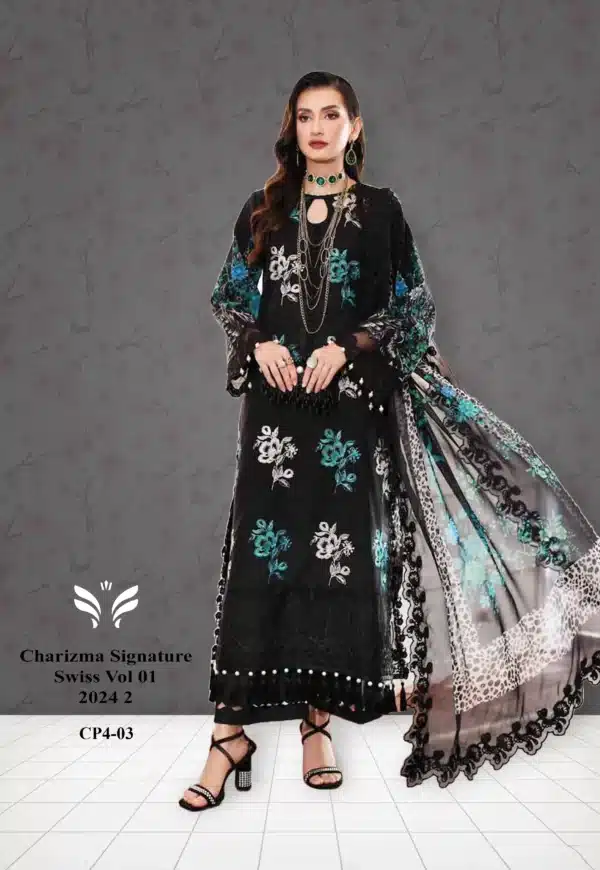 Charizma black unstitched Three Piece