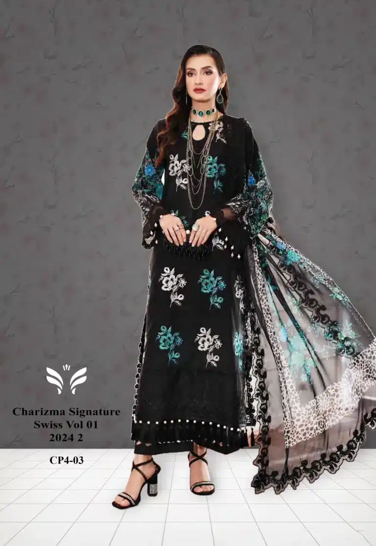 Charizma black unstitched Three Piece