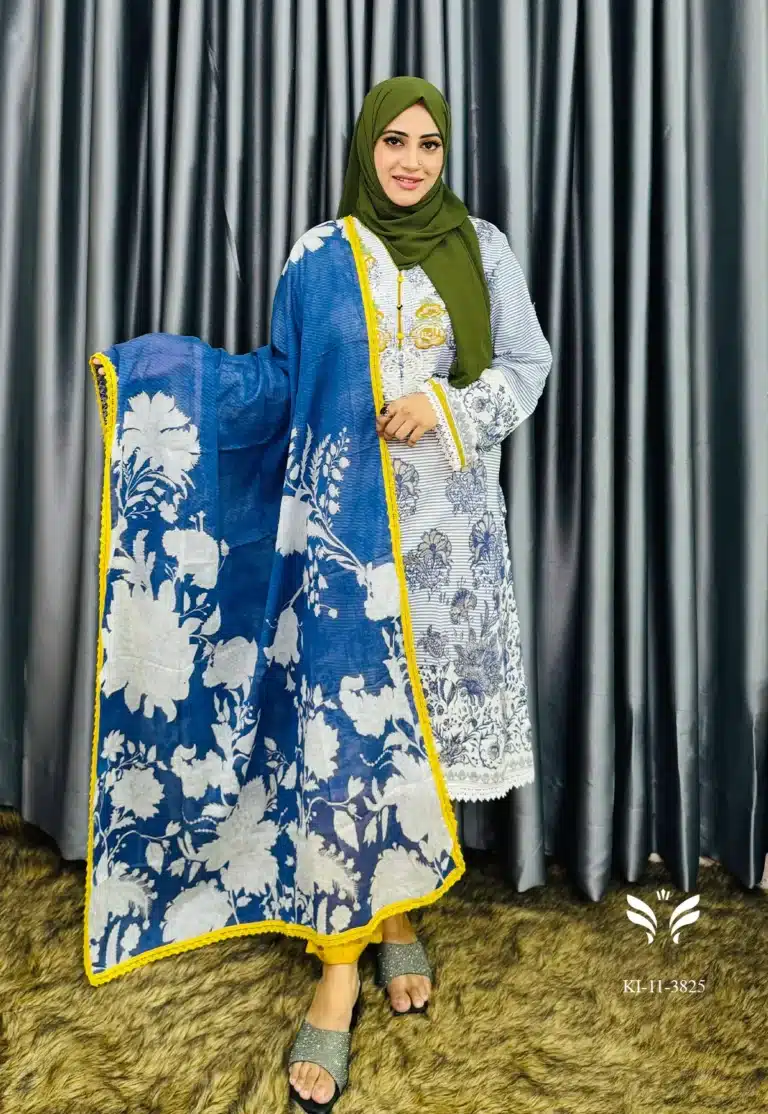 Pakistani Boutique Inspired Blue Stiched 3 Peice
