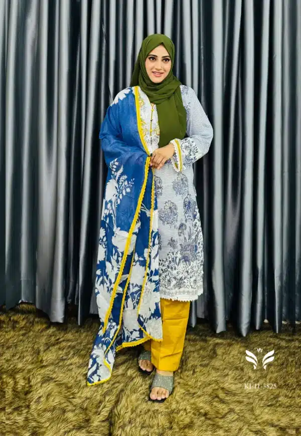 Pakistani Boutique Inspired Blue Stiched 3 Peice