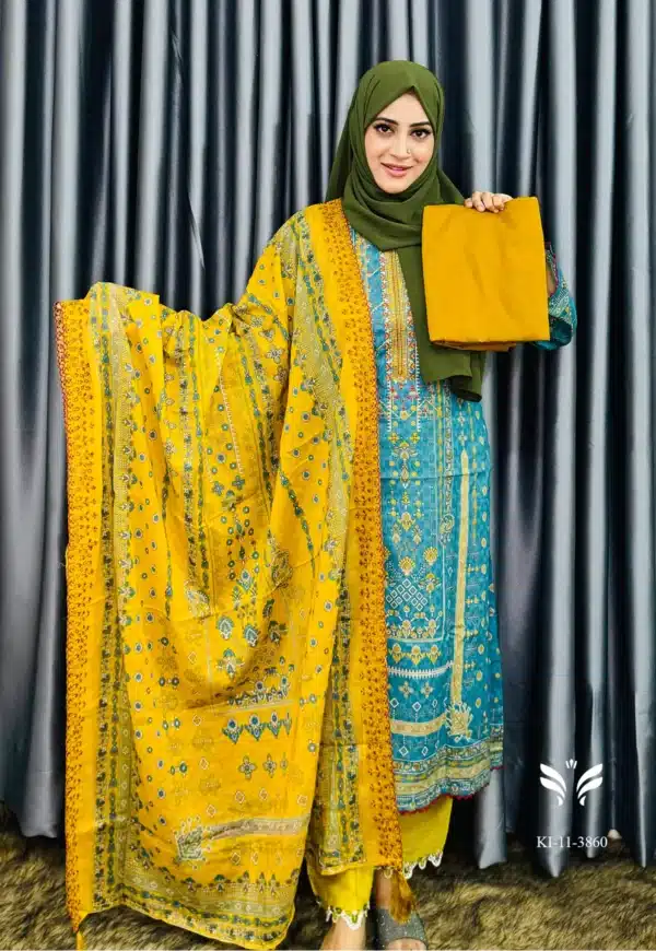Pakistani Boutique Inspired Blue Stiched 3 Peice