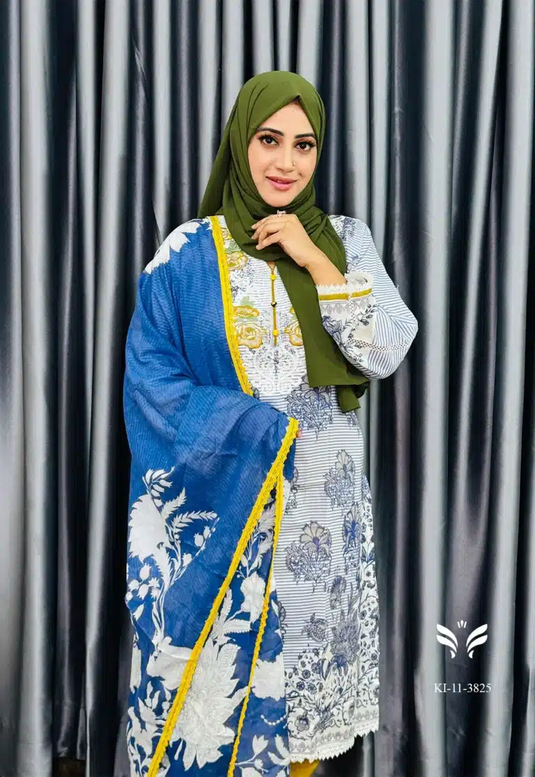 Pakistani Boutique Inspired Blue Stiched Three Piece