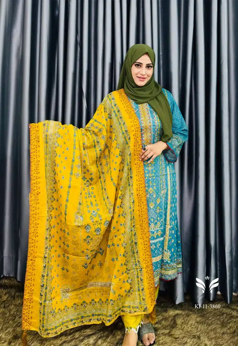 Pakistani Boutique Inspired Blue Stiched Three Piece