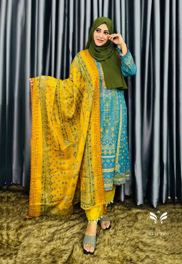 Pakistani Boutique Inspired Blue Stiched 3 Peice