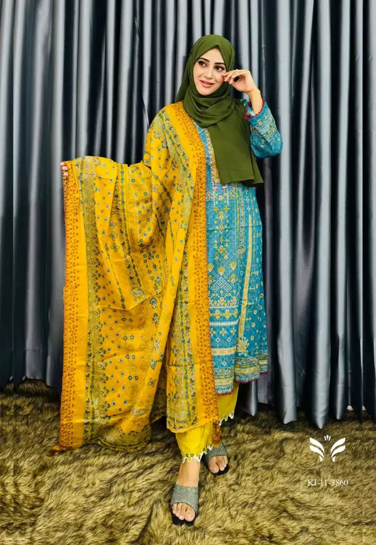 Pakistani Boutique Inspired Blue Stiched 3 Peice