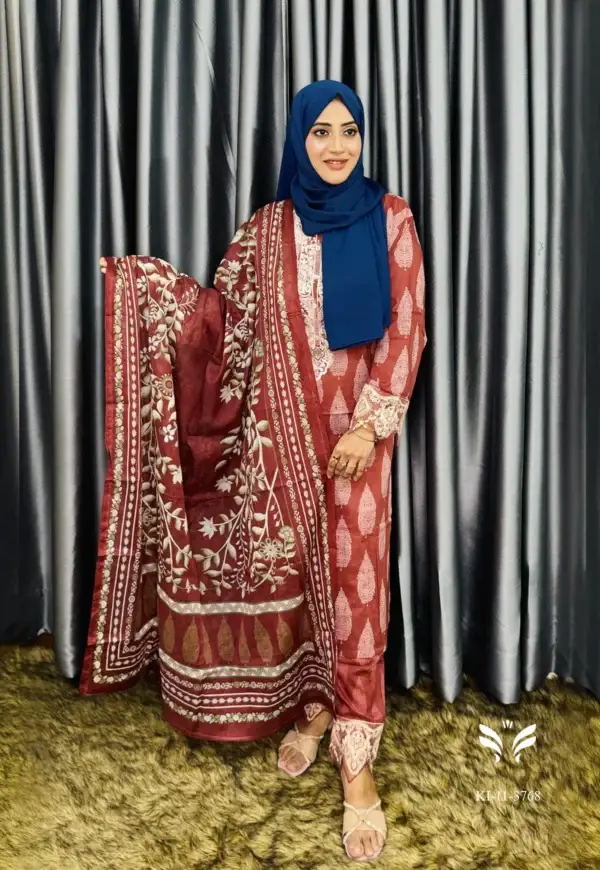 Pakistani Boutique Inspired Maroon Stitched Three Piece