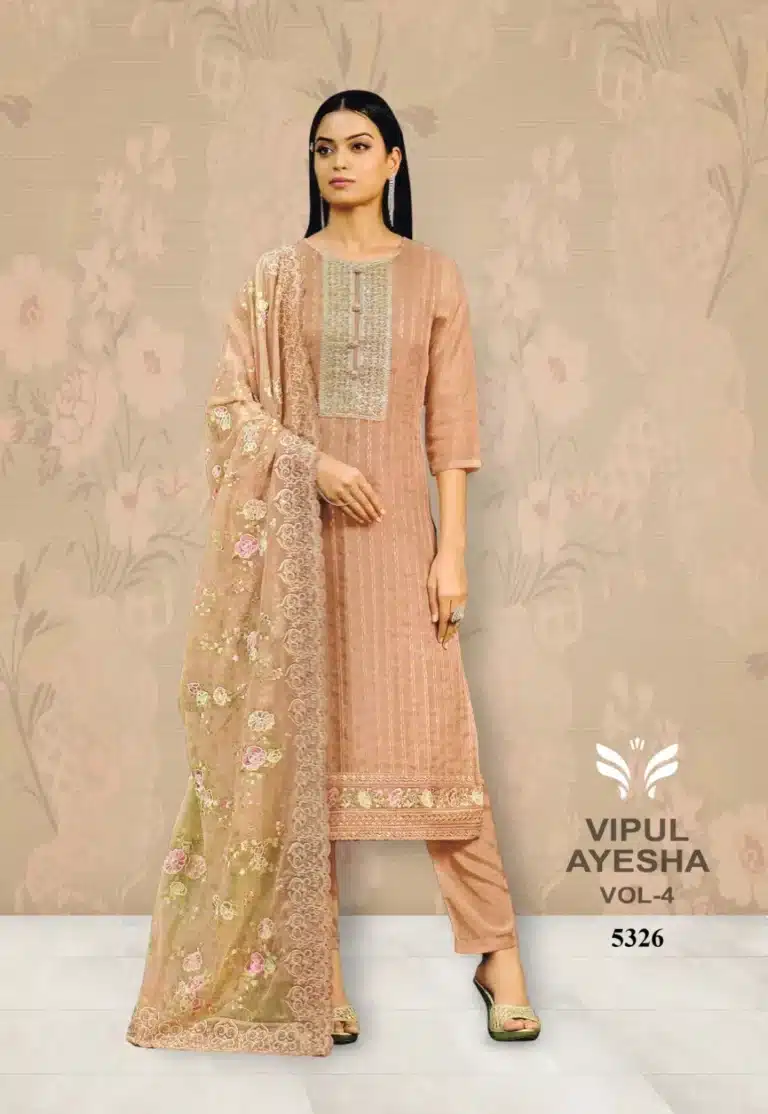 Vipul Ayesha Light Coffee Unstiched Four Piece