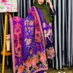 Lawn Unstitched Sequence Work Purple 3 piece