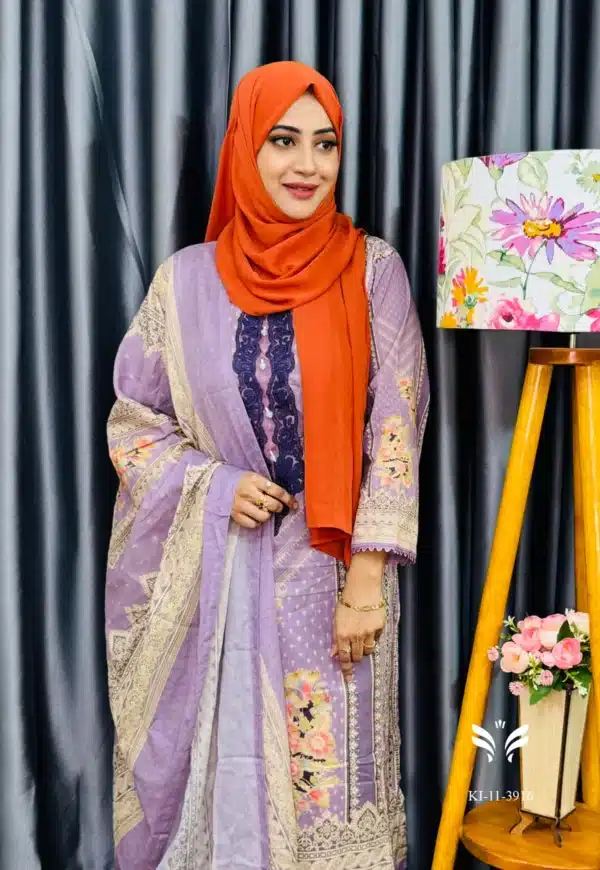 Pakistani boutique inspired Purple stitched 3 piece - Image 2
