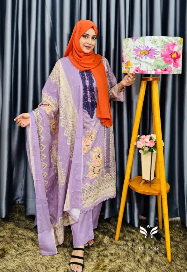 Pakistani boutique inspired Purple stitched 3 piece