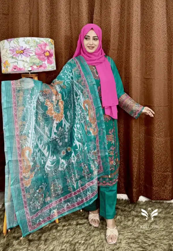 Ethnic inspired stitched 3 piece kamiz set - Image 2