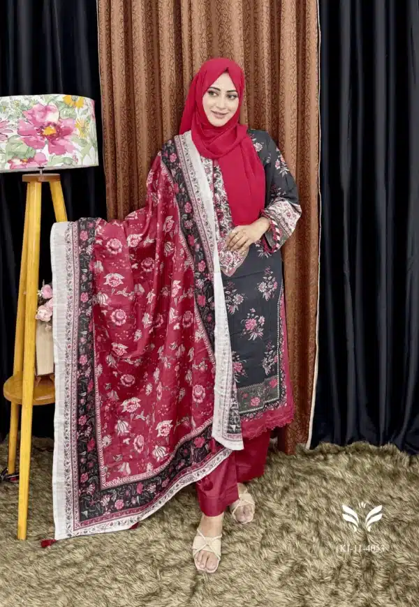 Pakistani Ethnc inspired stitched 3 piece kamiz set