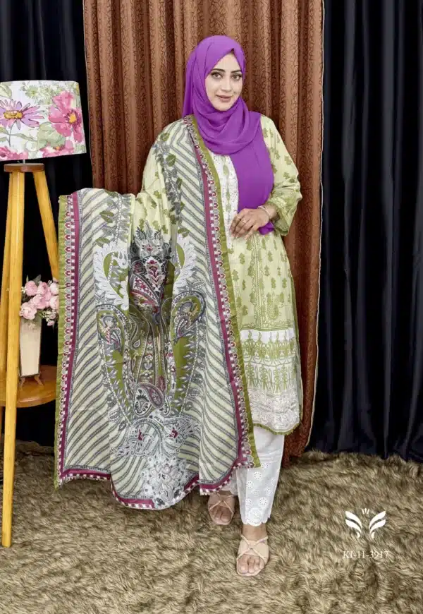 Pakistani inspired stitched 3 piece kamiz set