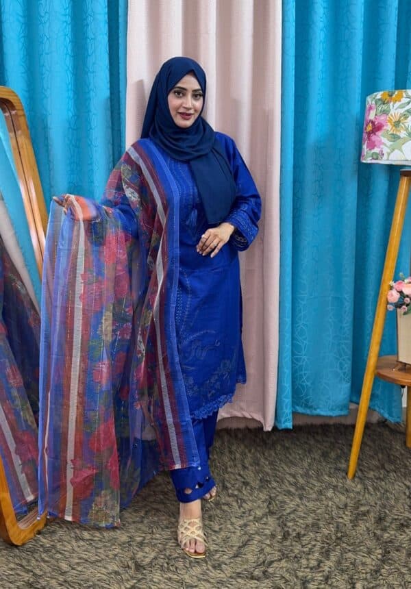 Pakistani NUREH inspired Stitched 3 piece kamiz Set - Image 2