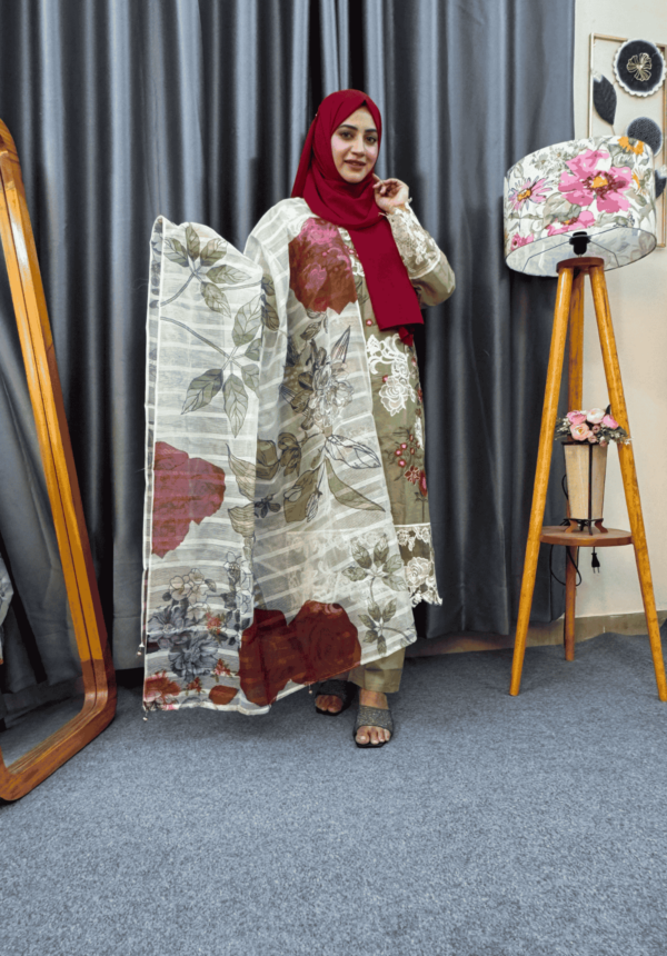 Asifa & Nabeel Lawn pret Inspired stitched 3 piece set - Image 3