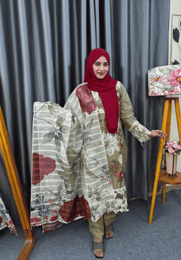 Asifa & Nabeel Lawn pret Inspired stitched 3 piece set - Image 2