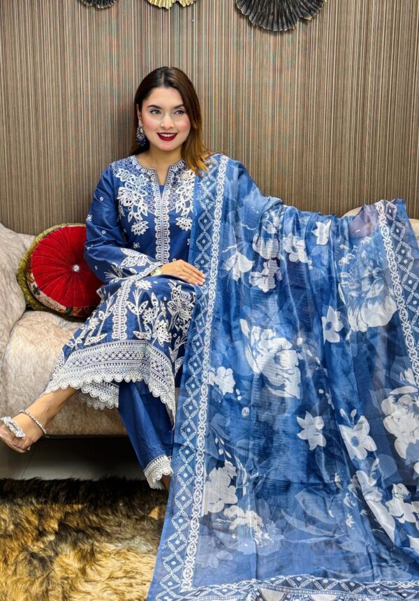 Pakistani Agha noor inspired stitched 3 piece kamiz set - Image 2