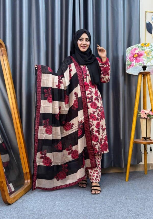 Bin Saeed inspired stitched 3 piece kamiz set - Image 3