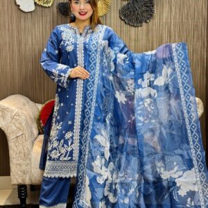 Pakistani Agha noor inspired stitched 3 piece kamiz set