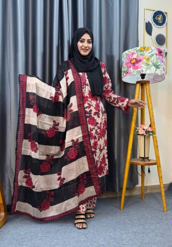 Bin Saeed inspired stitched 3 piece kamiz set - Image 2