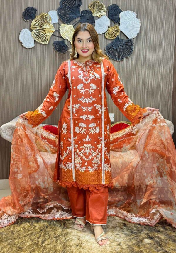 Pakistani Hussain Rehar inspired Stitched 3 piece kamiz Set - Image 2