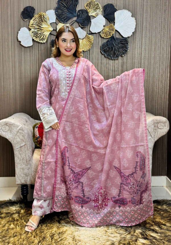 Pakistani baroque inspired Stitched 3 piece Anarkali Set - Image 2