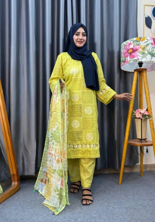 Pakistani Ethnc inspired Stitched 3 piece kamiz Set