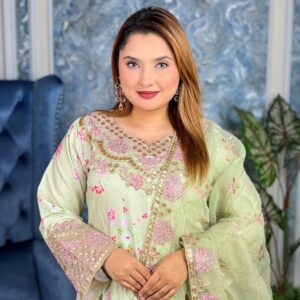 Silk Floral Pakistani Inspired Peach